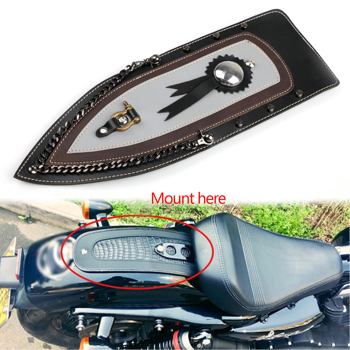 Bavaglino parafango posteriore in pelle liscia per sella singola Harley Sportster Xl883 04-16 generica