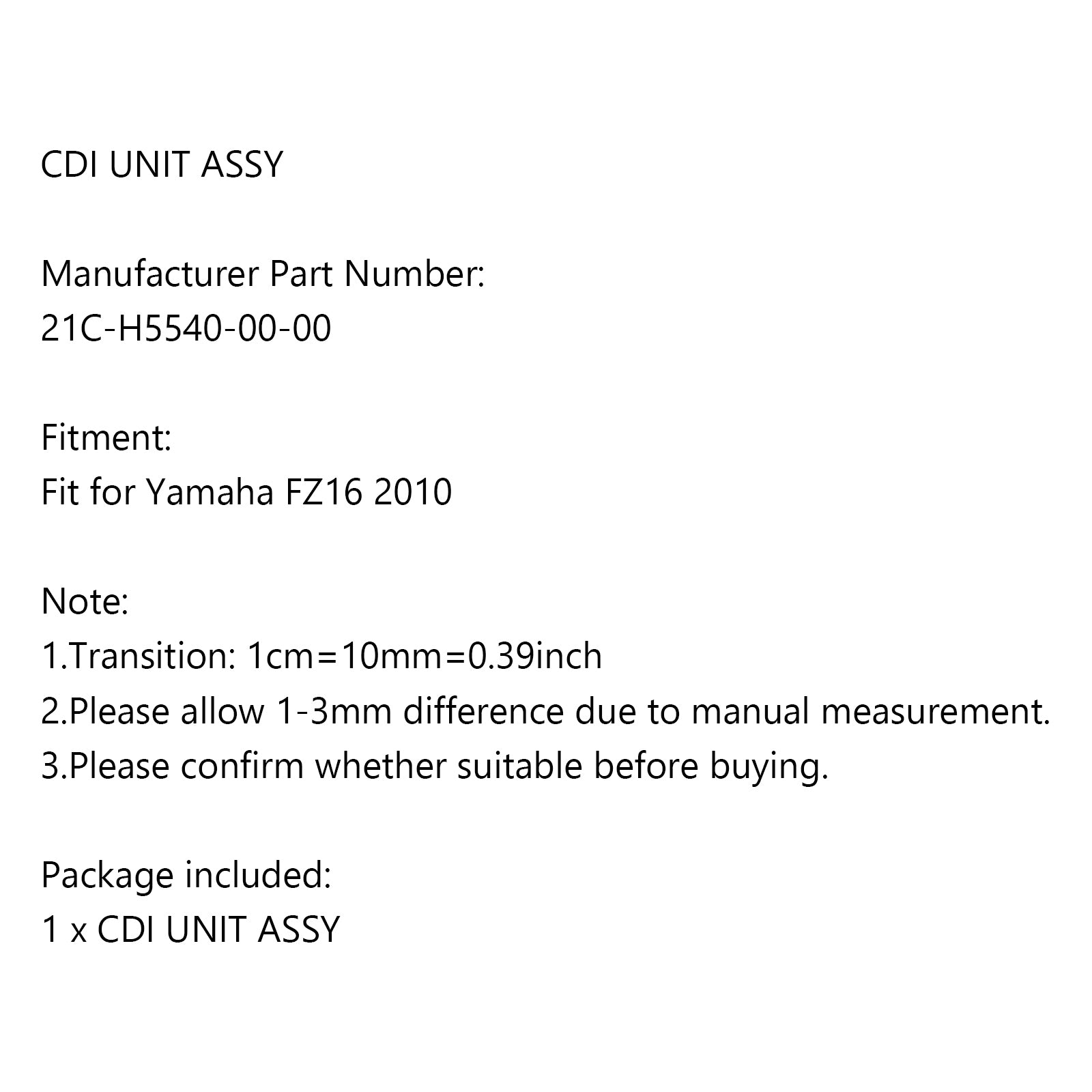 UNITÀ CDI ASSY Accenditore CDI adatto per Yamaha FZ16 FZ-16 2010