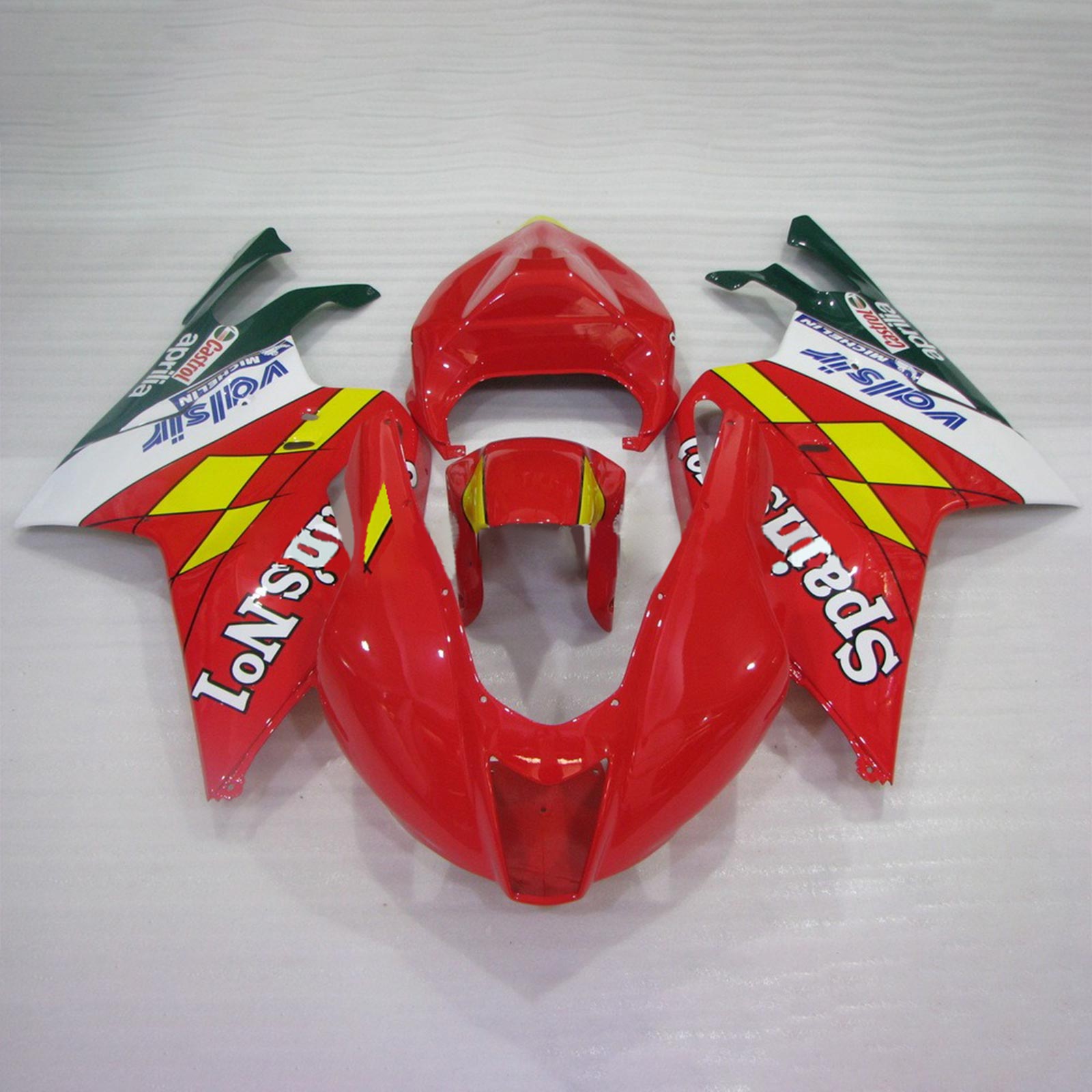 Amotopart 2003–2006 Aprilias RSV1000 rot-gelbes Verkleidungsset