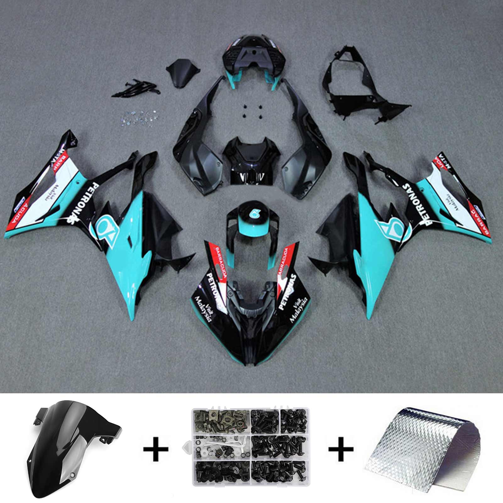 Amotopart 2019–2022 BMW S1000RR/M1000RR Black Cyan Racing Style2 Verkleidungsset