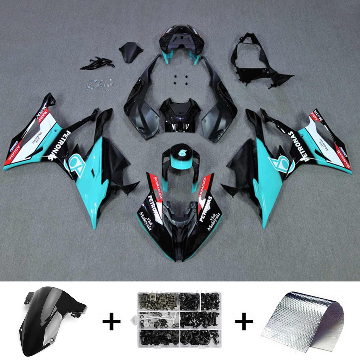 Amotopart 2019-2022 Kit carena BMW S1000RR/M1000RR Nero Ciano Racing Style2