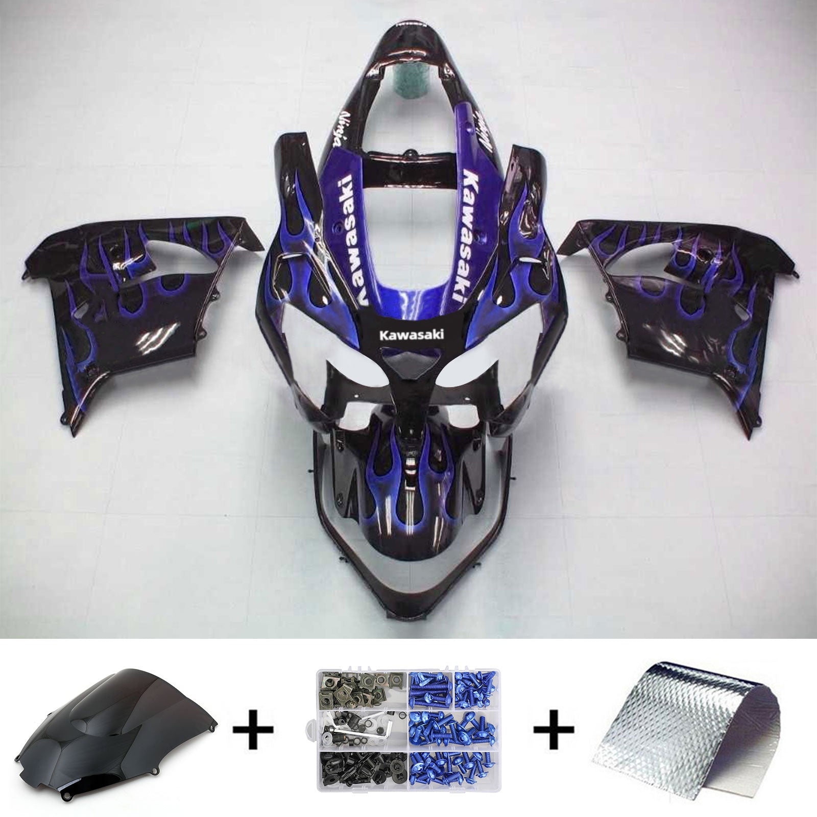 Amotopart Kawasaki 2002-2003 ZX9R Purple Black Mix Fairing Kit