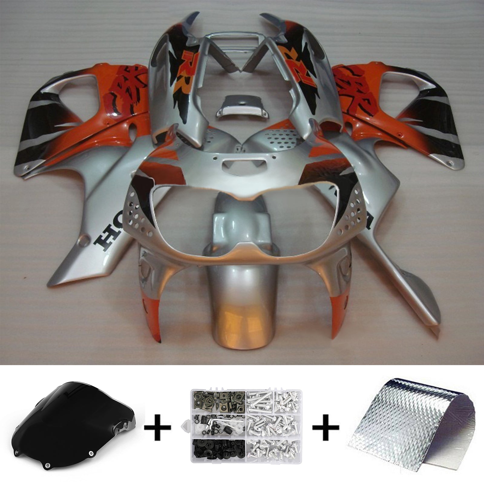 Amotopart 1996–1997 Honda CBR900RR 893 Verkleidungsset in Orange und Silber