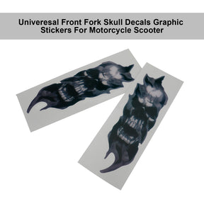 2X Universal Stickers Front Fork Skull Decals Graphic For Motorcycle Touring