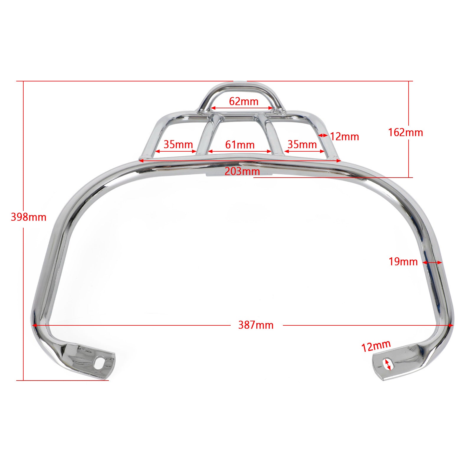 Porte-bagages arrière incliné chromé pour Vespa GTS250 GTS300 GTV300 08-22