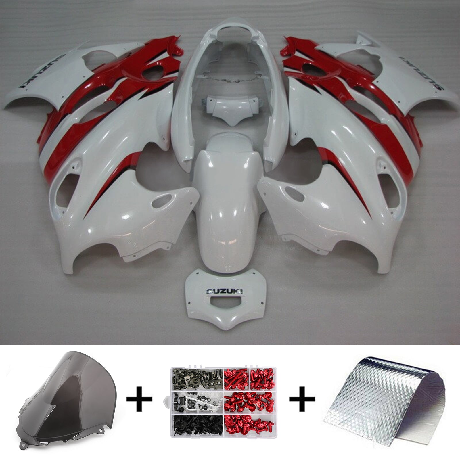 Amotopart Verkleidungssatz für Suzuki Katana GSXF600/750, 1998–2006, Weiß/Rot