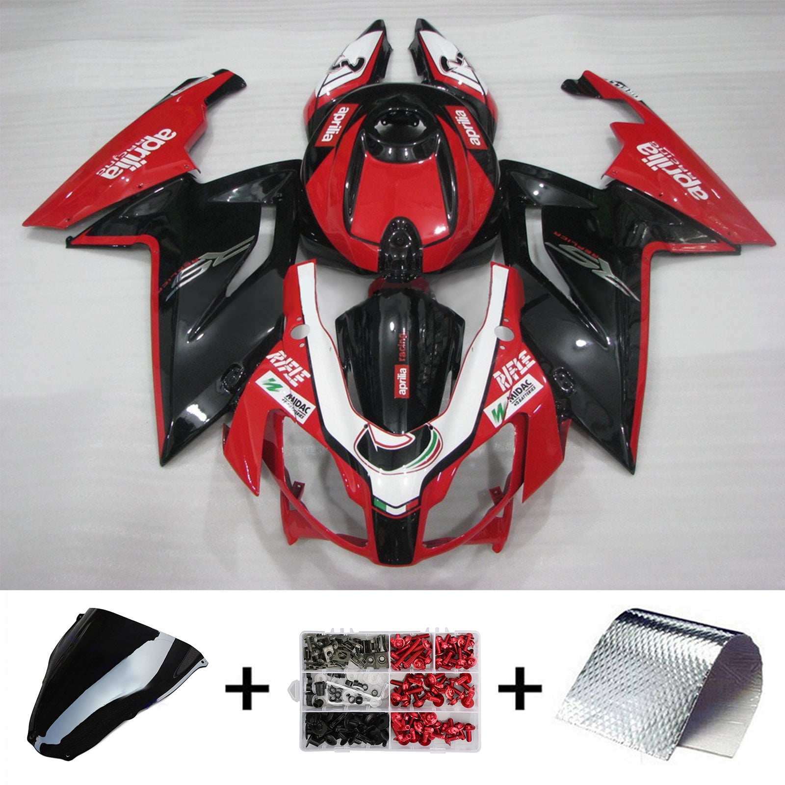 Kit de carénage Amotopart Aprilia 2006-2011 RS125 noir et rouge