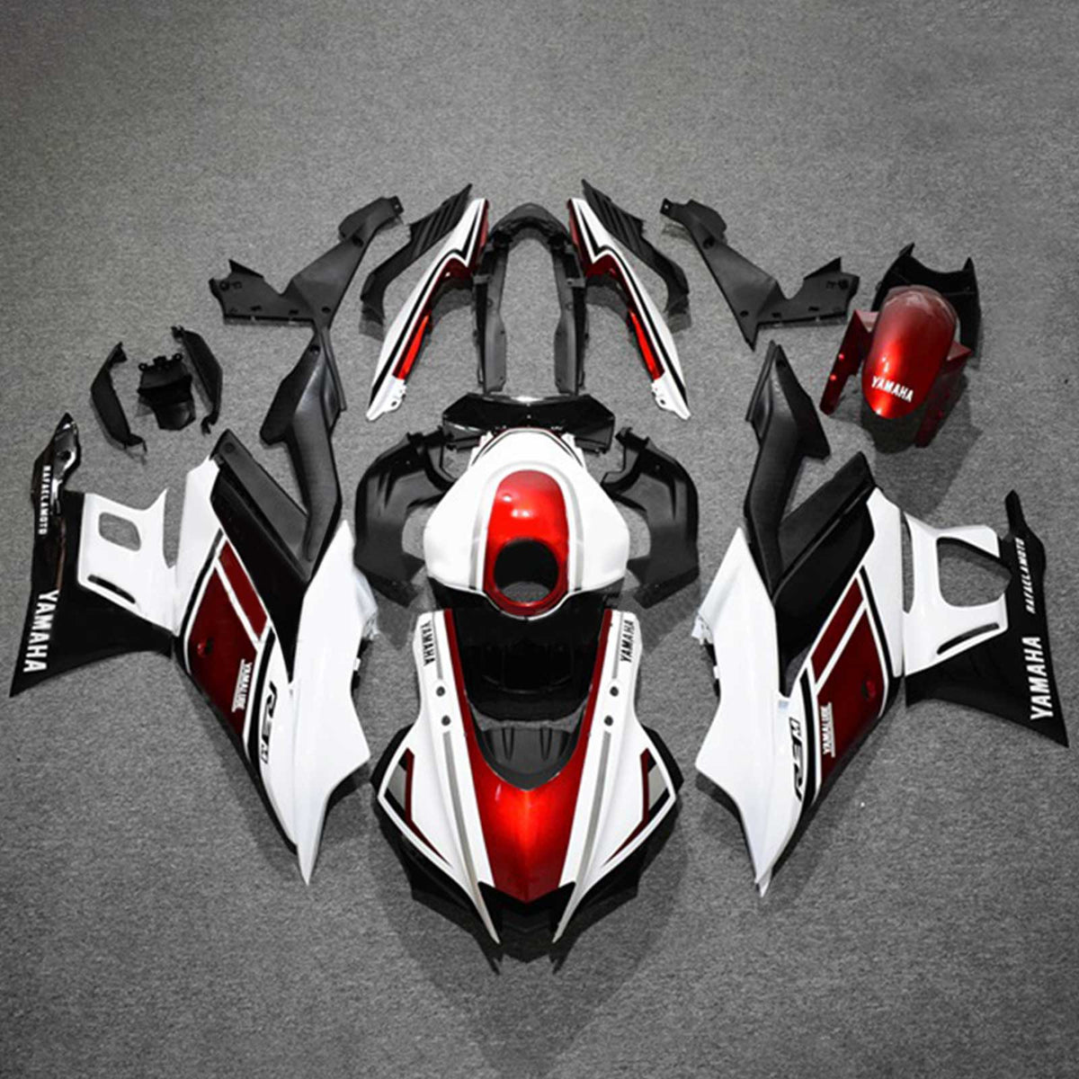 Amotopart Yamaha 2019–2021 YZF R3/YZF R25 Rot Schwarz Weiß Verkleidungsset