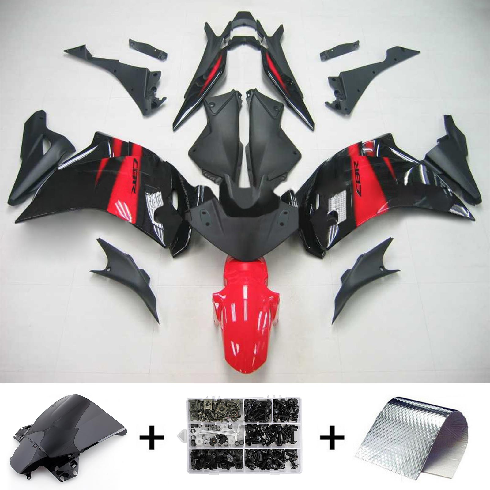 Amotopart Honda CBR250R 2011-2015 Black & Red Fairing Kit
