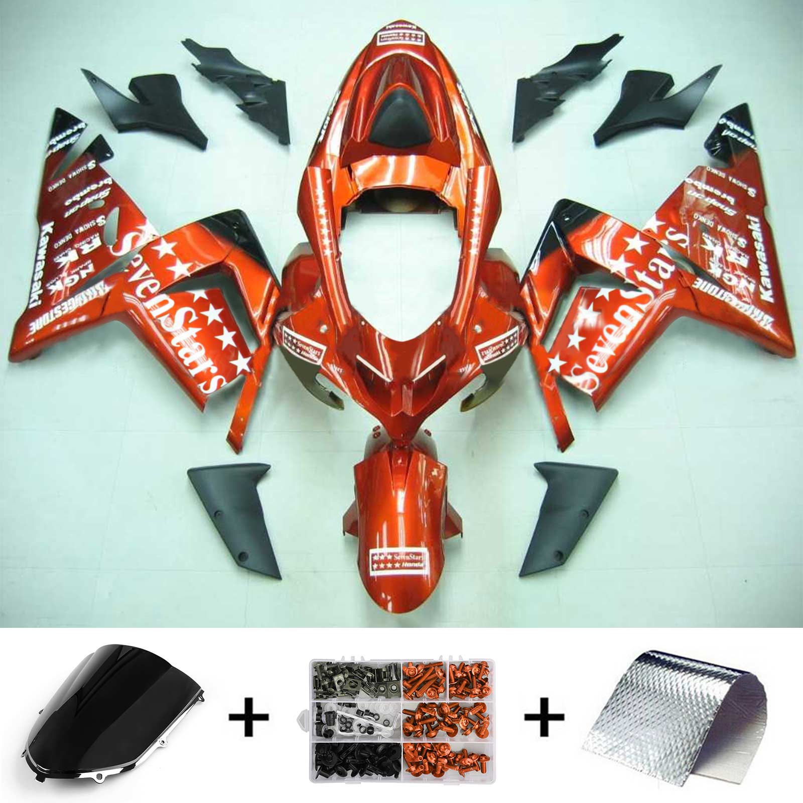 Amotopart Kawasaki 2004–2005 ZX10R Orange Star Verkleidungsset