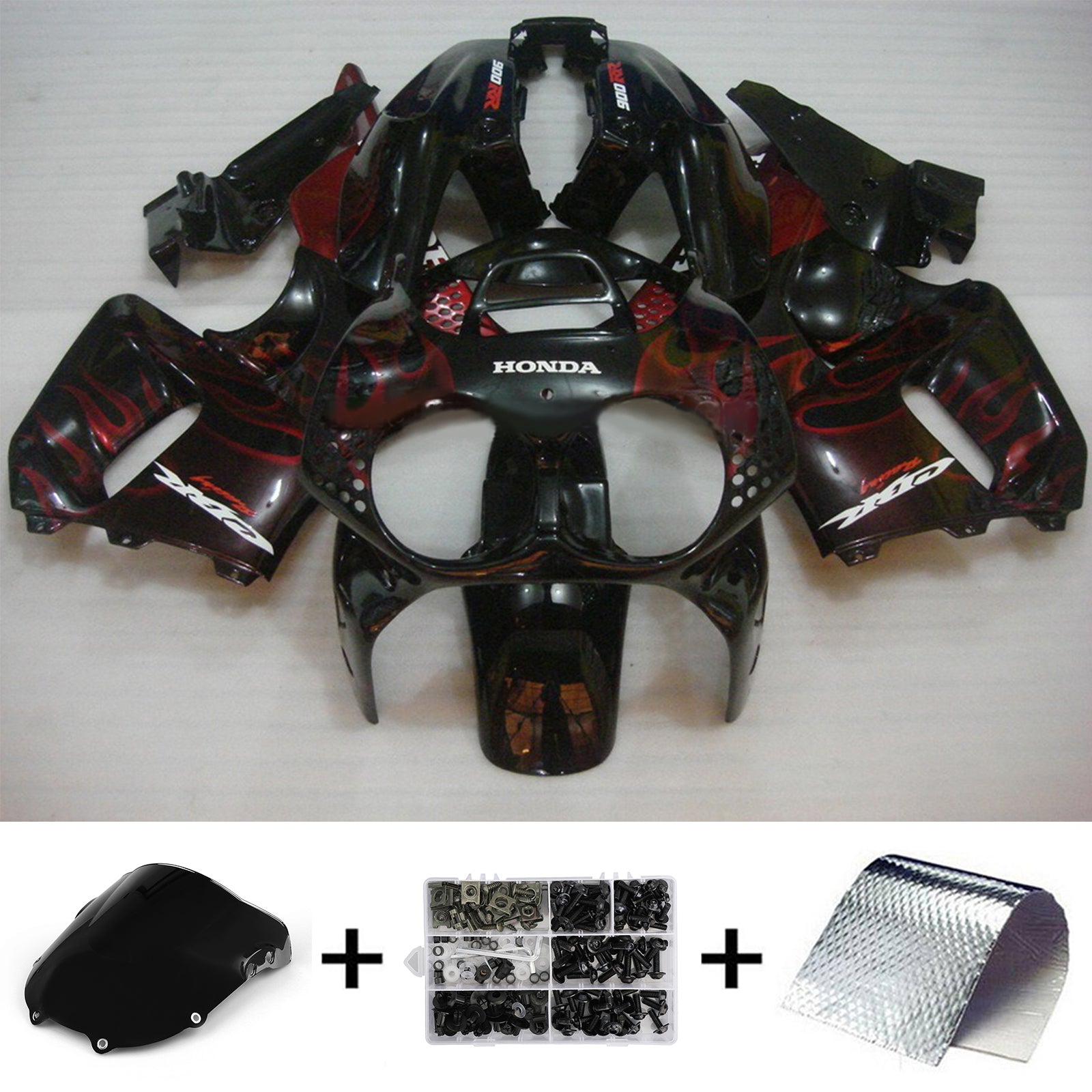 Amotopart 1992-1993 Honda CBR900RR 893 Kit de carenado negro y rojo