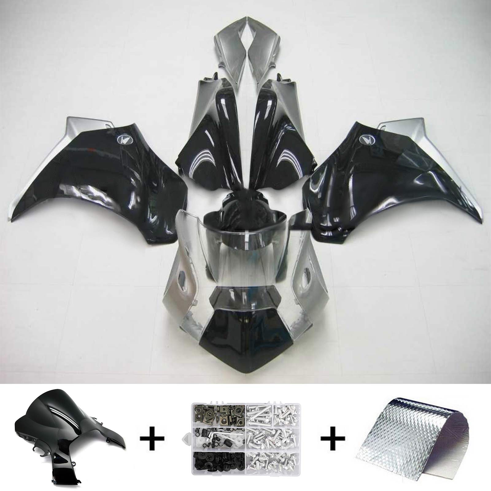 Amotopart 2010-2013 Honda VFR1200 Fairing Black Style2 Kit