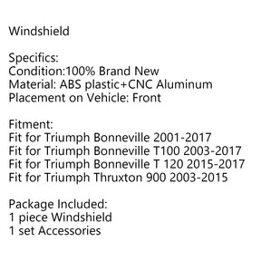 ABS Plastic Motor Windshield WindScreen for Triumph Bonneville T100 T120 Black Generic