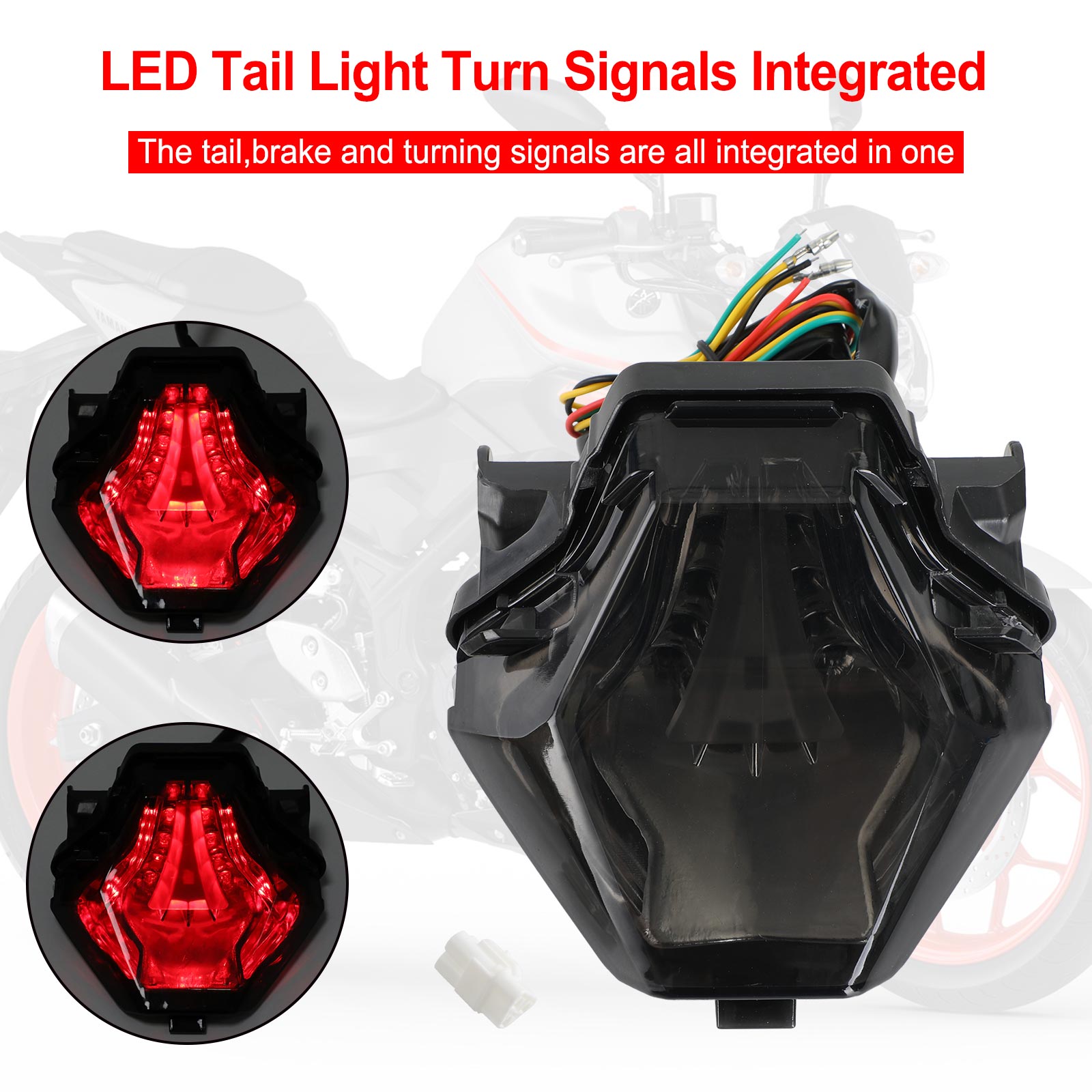 Tail Light Turn Signals Integrated For YAMAHA YZF R25/R3 MT 03/07/25 FZ 07 Generic