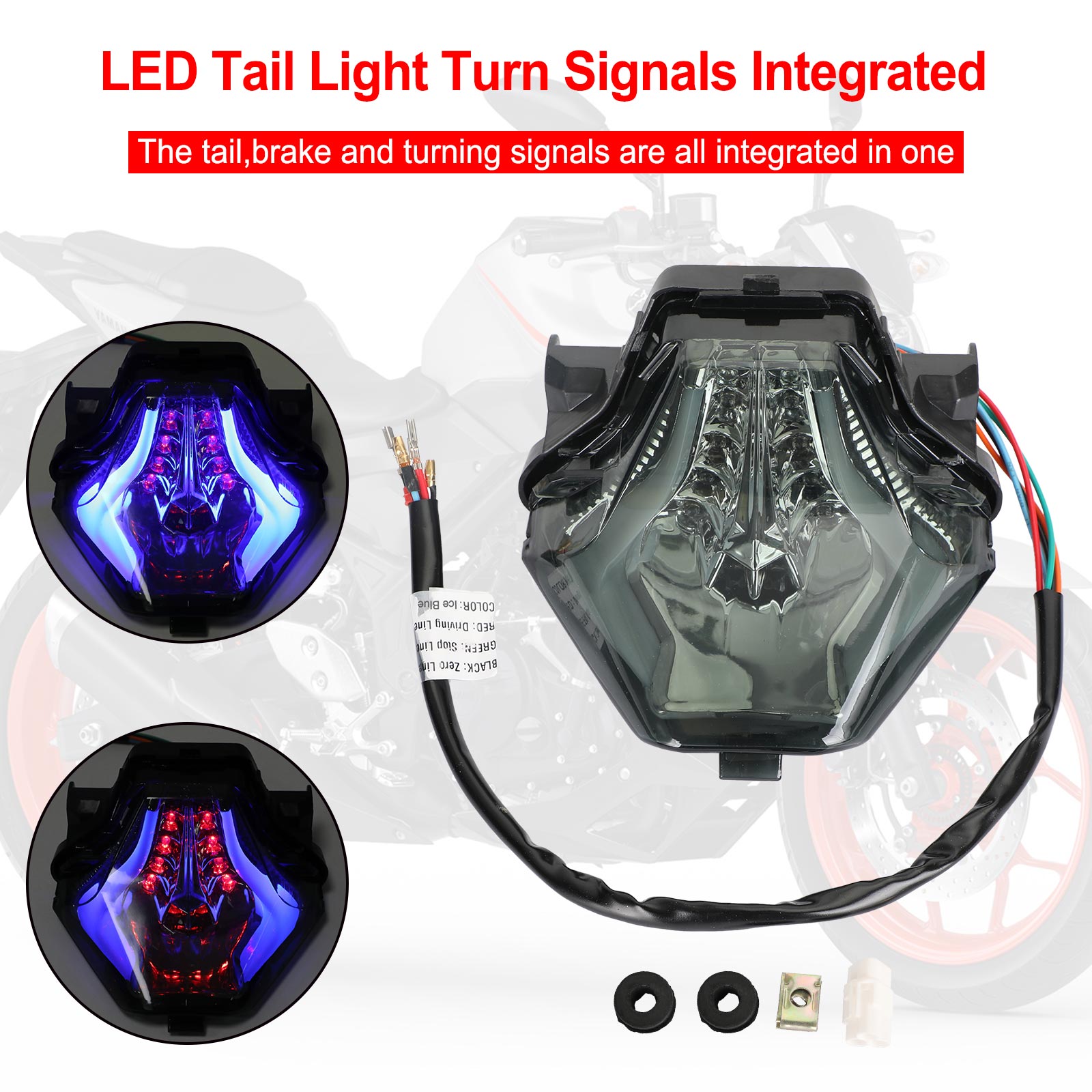 Tail Light Turn Signals Integrated For YAMAHA YZF R25/R3 MT 03/07/25 FZ 07 Generic