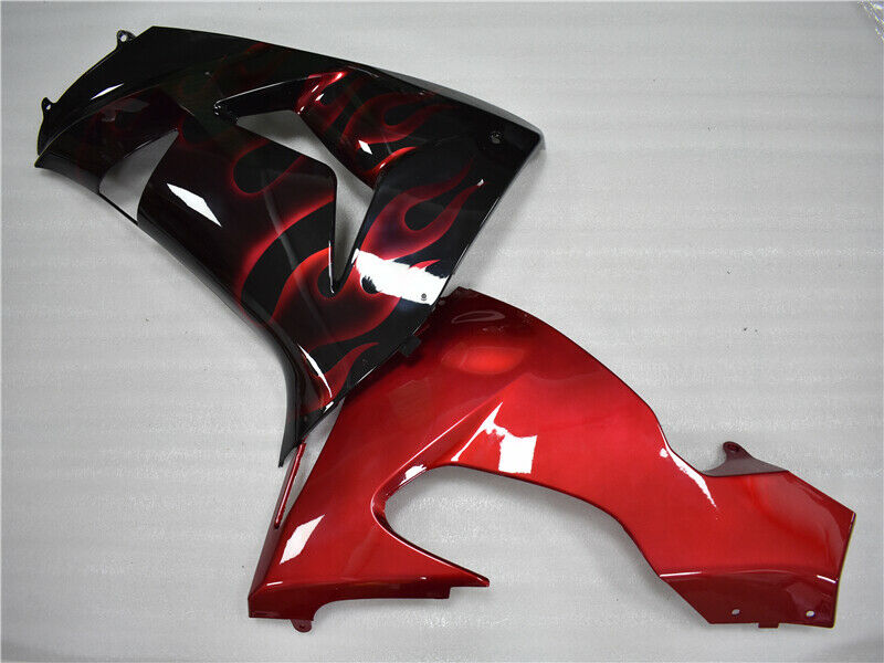 Amotopart Kawasaki ZX10R 2006 2007 Fairing Red Flame Kit