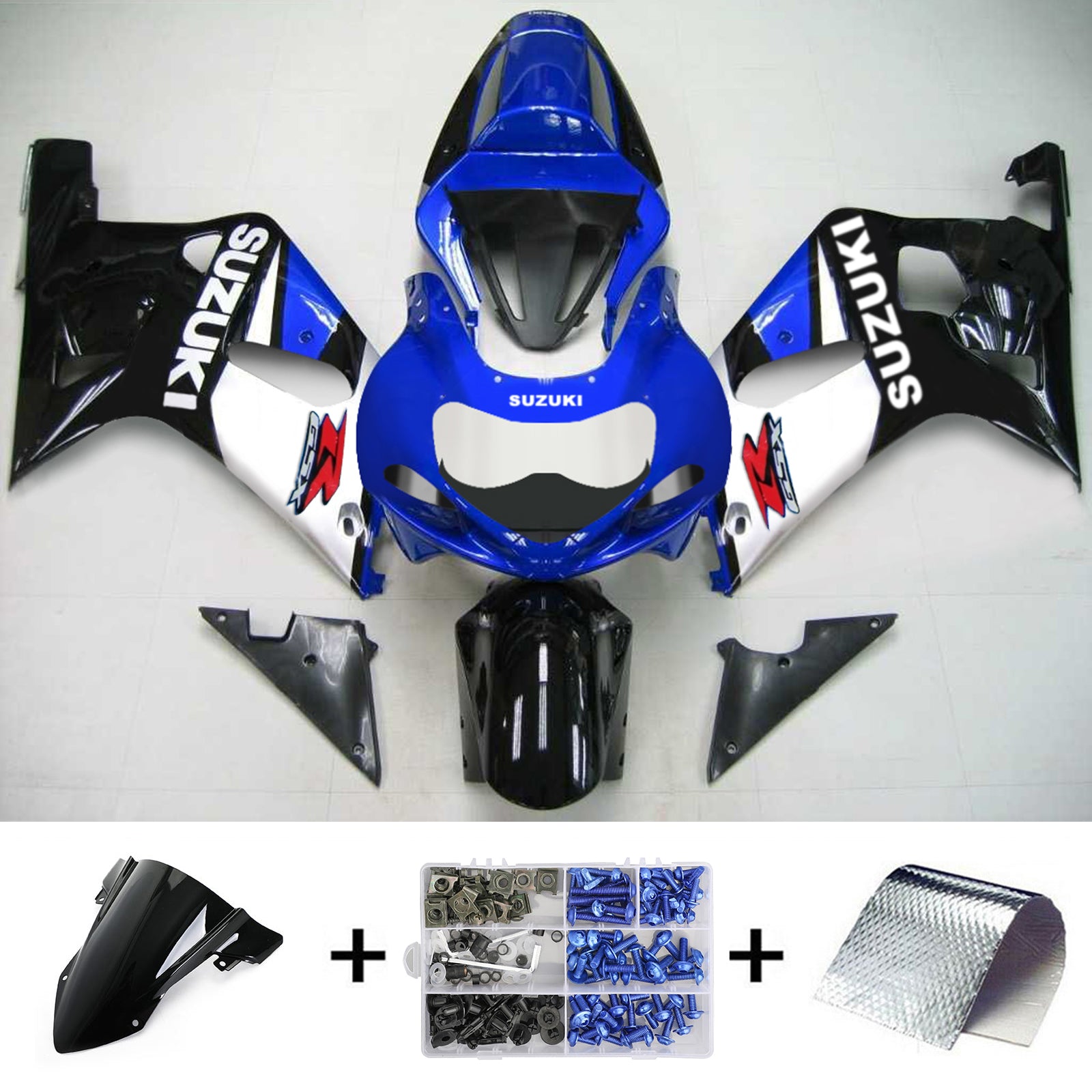 Amotopart Suzuki 01-03 GSXR600 & 00-03 GSXR750 Fairing Black Blue Kit