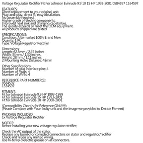 Gleichrichterregler Passend für Johnson/Evinrude 9,9–15 PS 4-Takt 0584597 0584597 Generisch