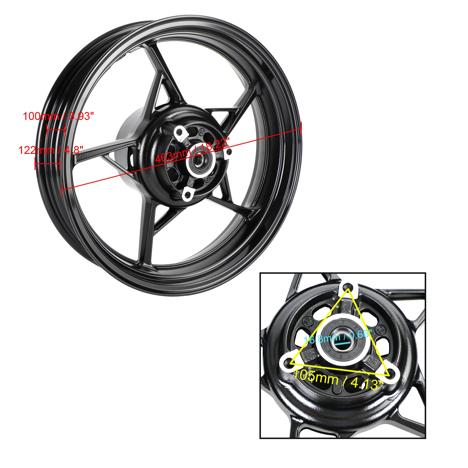 Black Rear Wheel Back Rim For Kawasaki Z400/EX400 Ninja 400/ABS 2018-2022 Generic