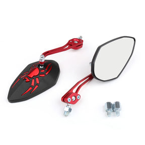 Universal 8mm 10mm Motorcycle Moto Spider Adjusted Rear View Side Mirrors Red Generic