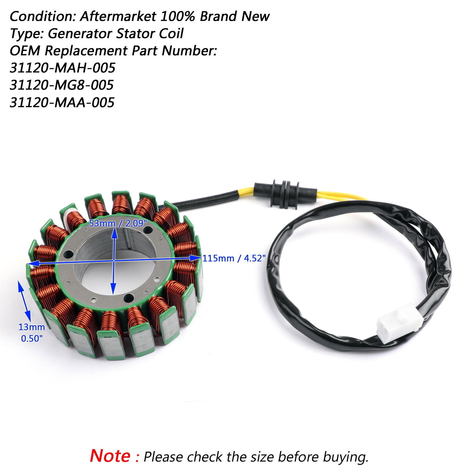 Statore adatto per Honda 31120-MCK-000 31120-MAH-005 31120-MM8-005 31120-MM8-881 tramite fedex