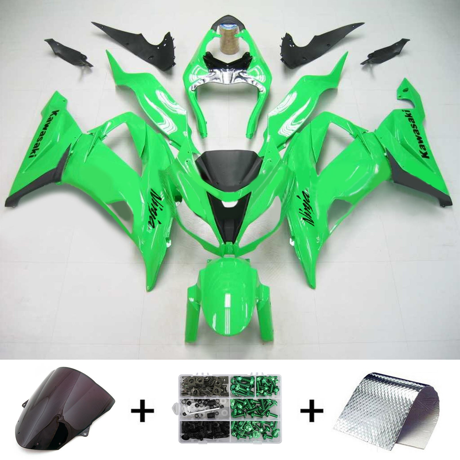Amotopart Kawasaki 2013-2018 ZX6R 636 Green Fairing Kit