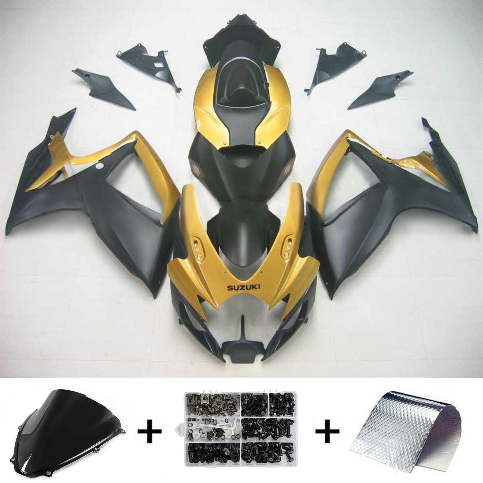 Amotopart 2006-2007 Suzuki GSXR 600/750 Matte Black&Gold Fairing Kit