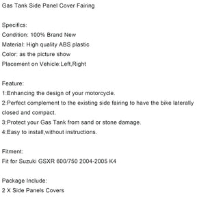 Gas Tank Side Trim Cover Panel Fairing Cowl For Suzuki GSXR 600/750 2004-2005 K4