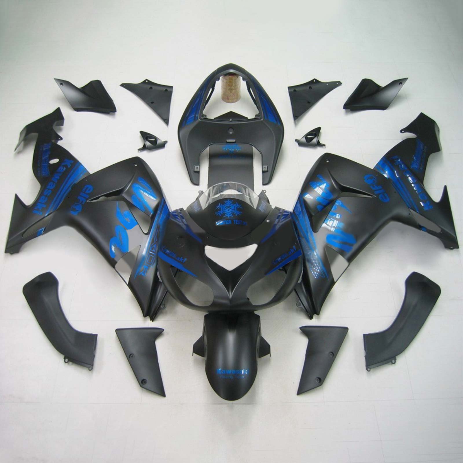 Amotopart Kawasaki ZX10R 2006-2007 Kit carenatura nera con logo blu
