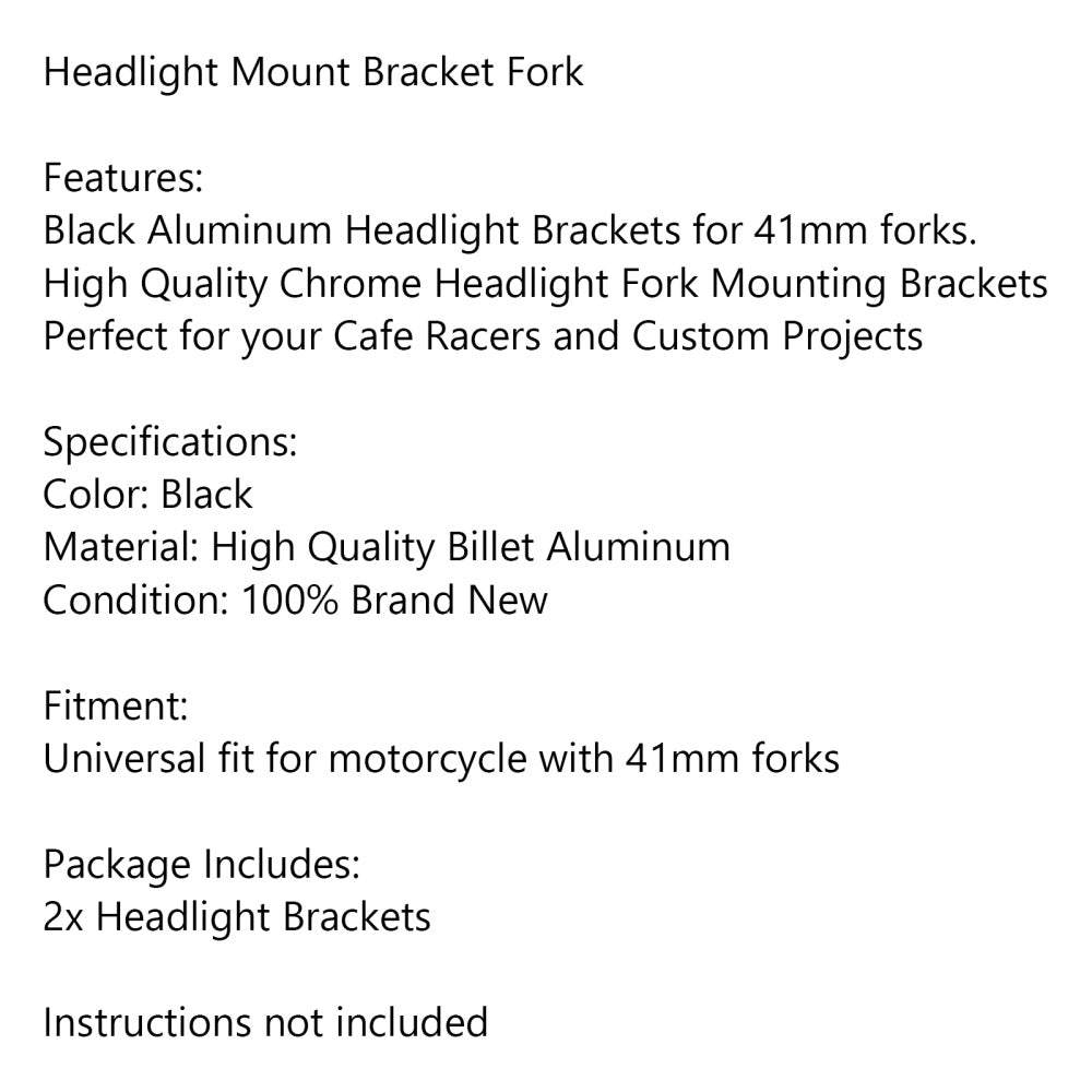 Universal Motorcycle Headlight Turn Light Mount Bracket For 41mm Fork Tube