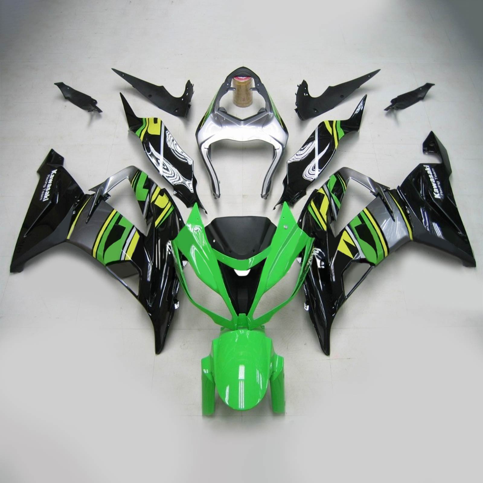 Amotopart Kawasaki 2013-2018 ZX6R 636 Green Black Yellow Realing Kit