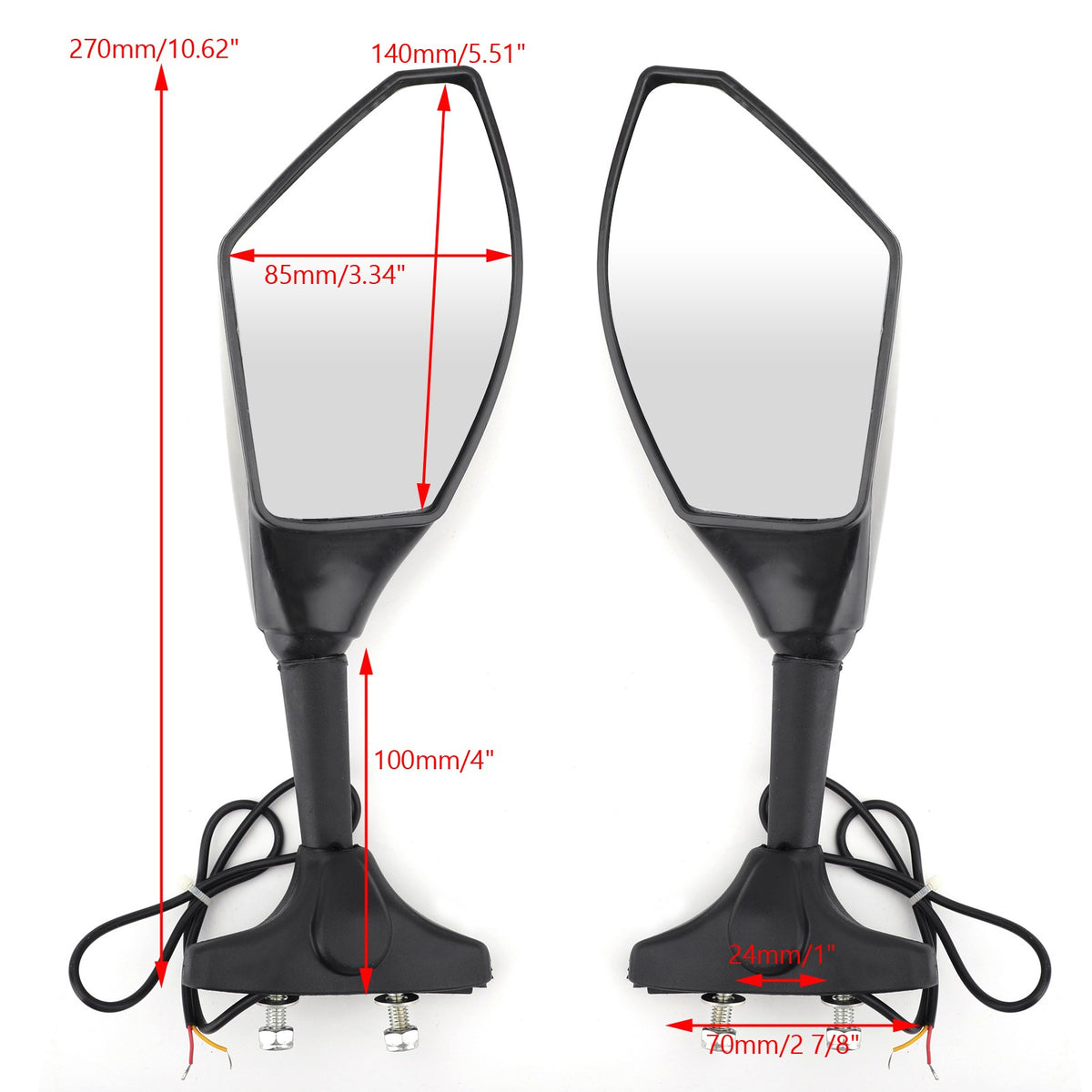 Pair Rear View Side Mirrors With LED Turn Signals Fit For Honda CBR600F4i 2001-2006 CBR600F4 1999-2000 CBR600F 1987-1990 CBR250R  2011-2013 Generic
