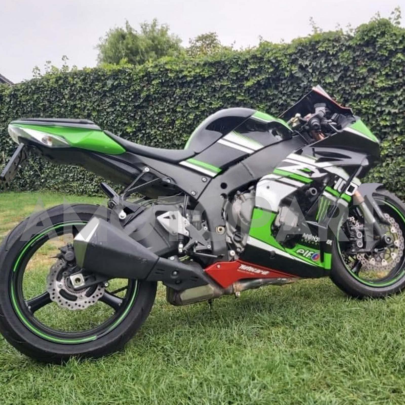 Amotopart Kawasaki ZX10R 2011-2015 Grüne Schwarzweißkit Kit