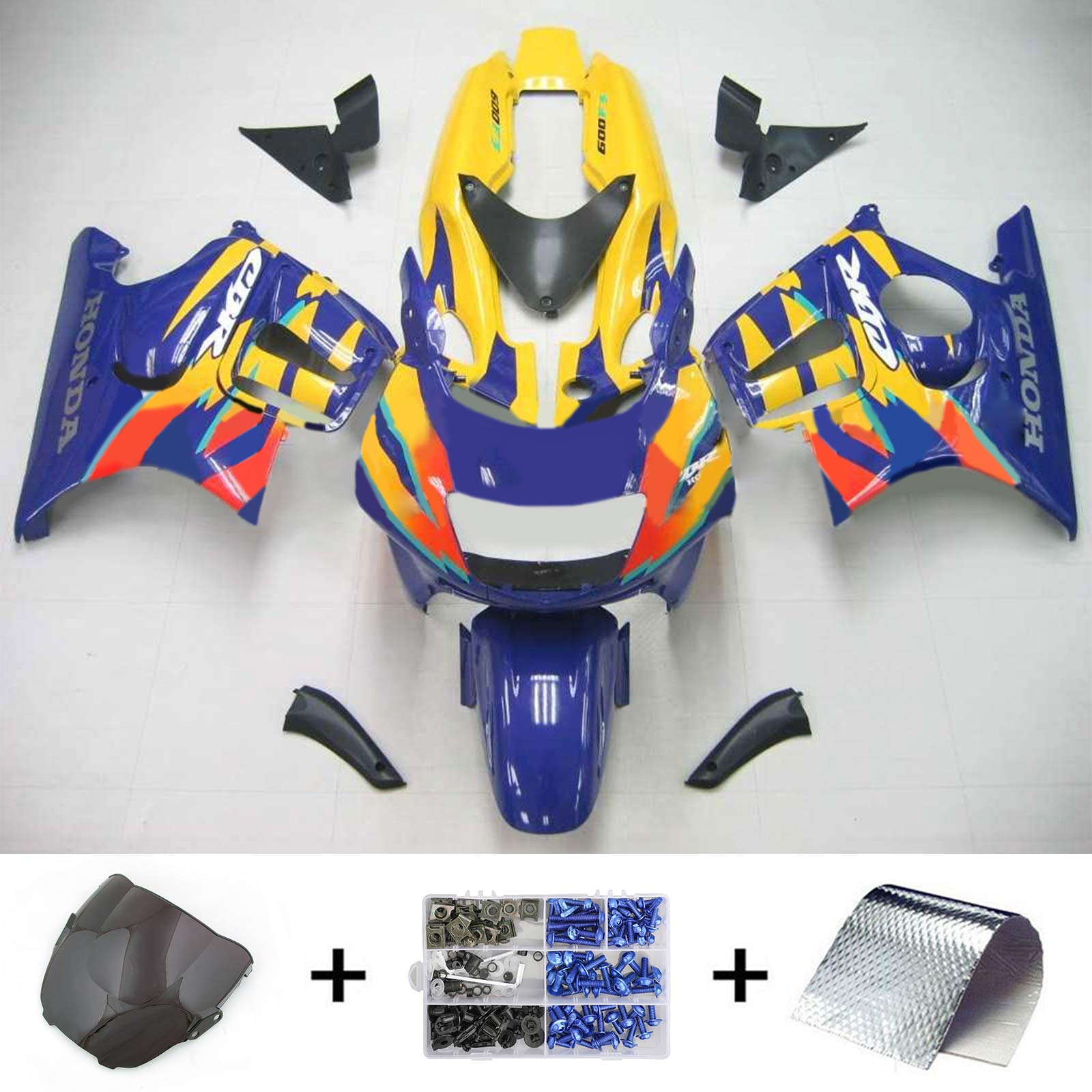 Amotopart 1997-1998 Honda CBR600 F3 Kit de carenado amarillo y azul
