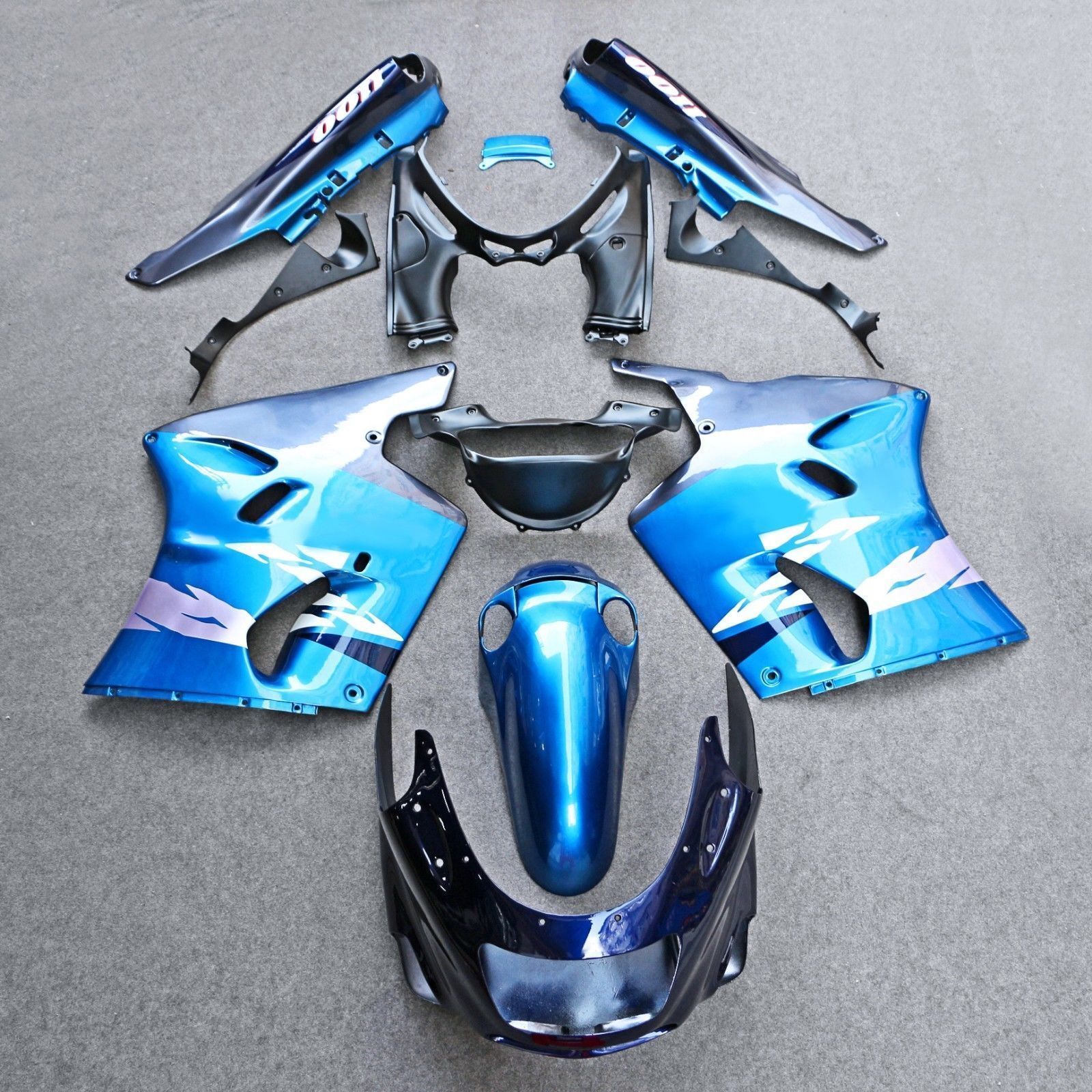 Amotopart 1993-2003 Kawasaki ZZR1100 Glossy Blue Fairing Kit