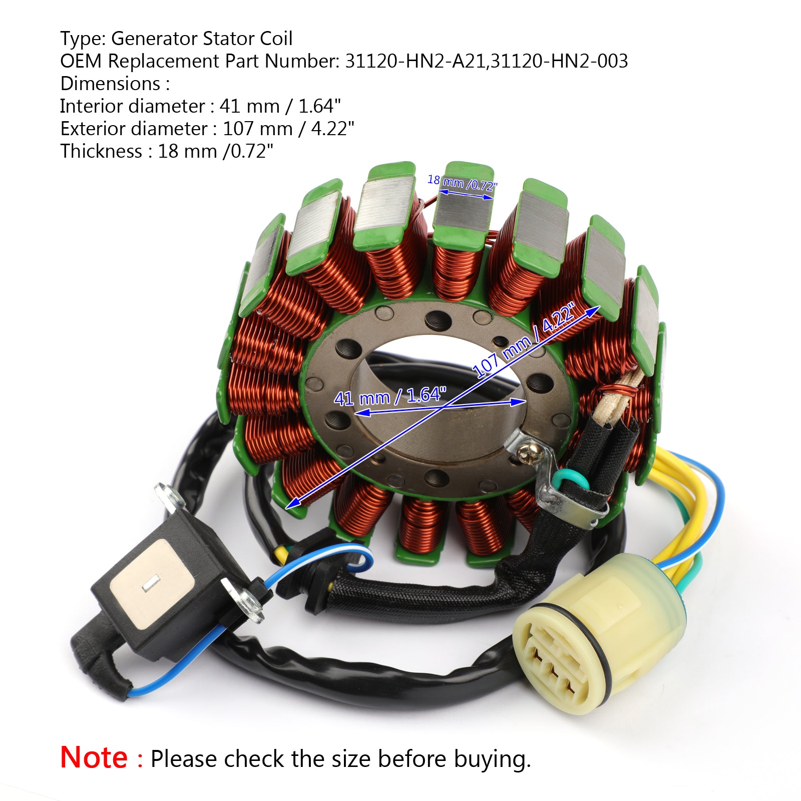 Bobine de Stator de générateur 31120-HN2-A21 pour Honda TRX500 Foreman Rubicon 500 01-2014