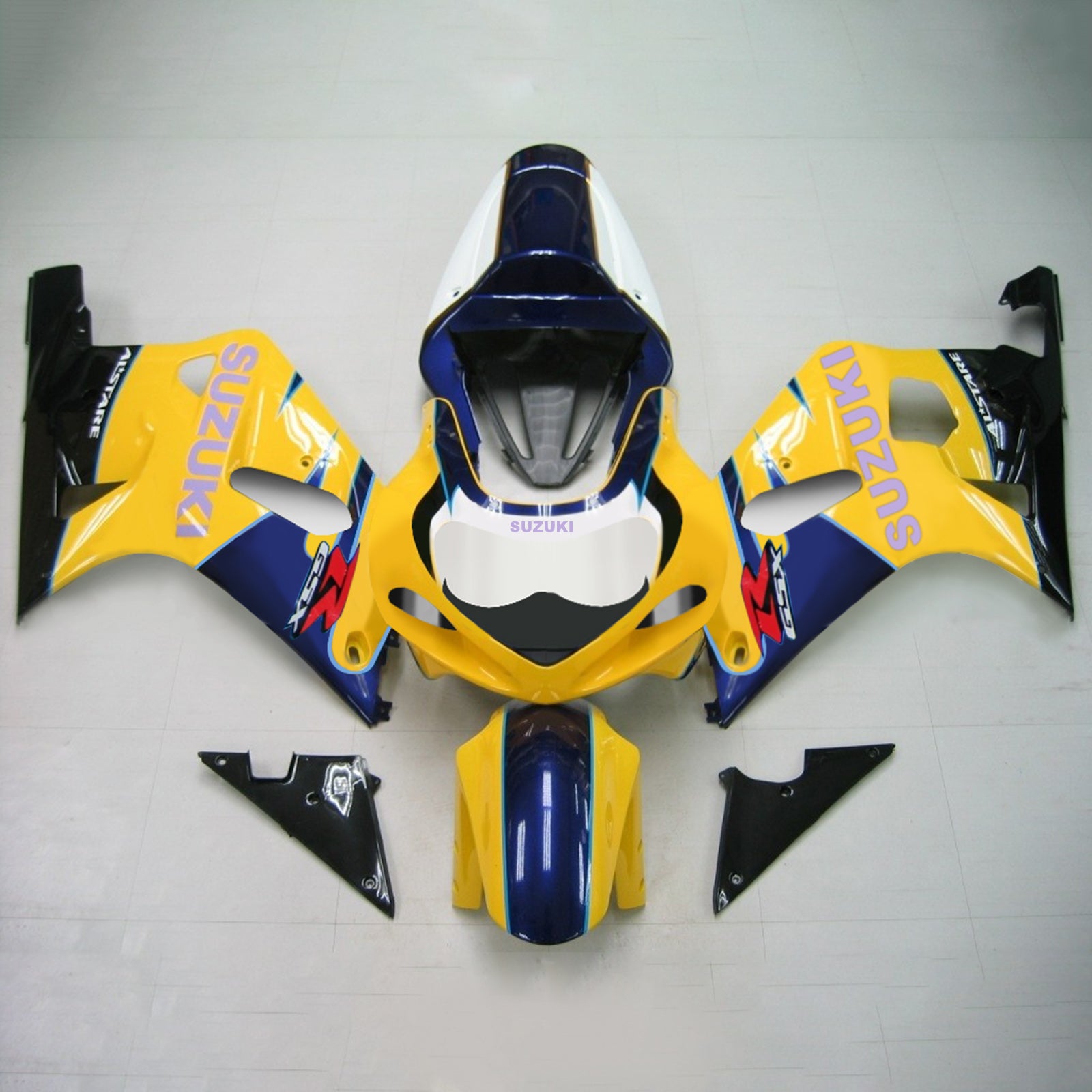 Amotopart Suzuki 01-03 GSXR600 & 00-03 GSXR750 Fairing yellow blue Kit