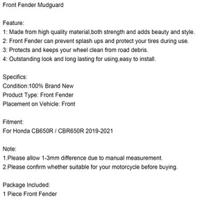 ABS Front Fender Mudguard for Honda CB650R CBR650R 2019 2020 2021 Generic