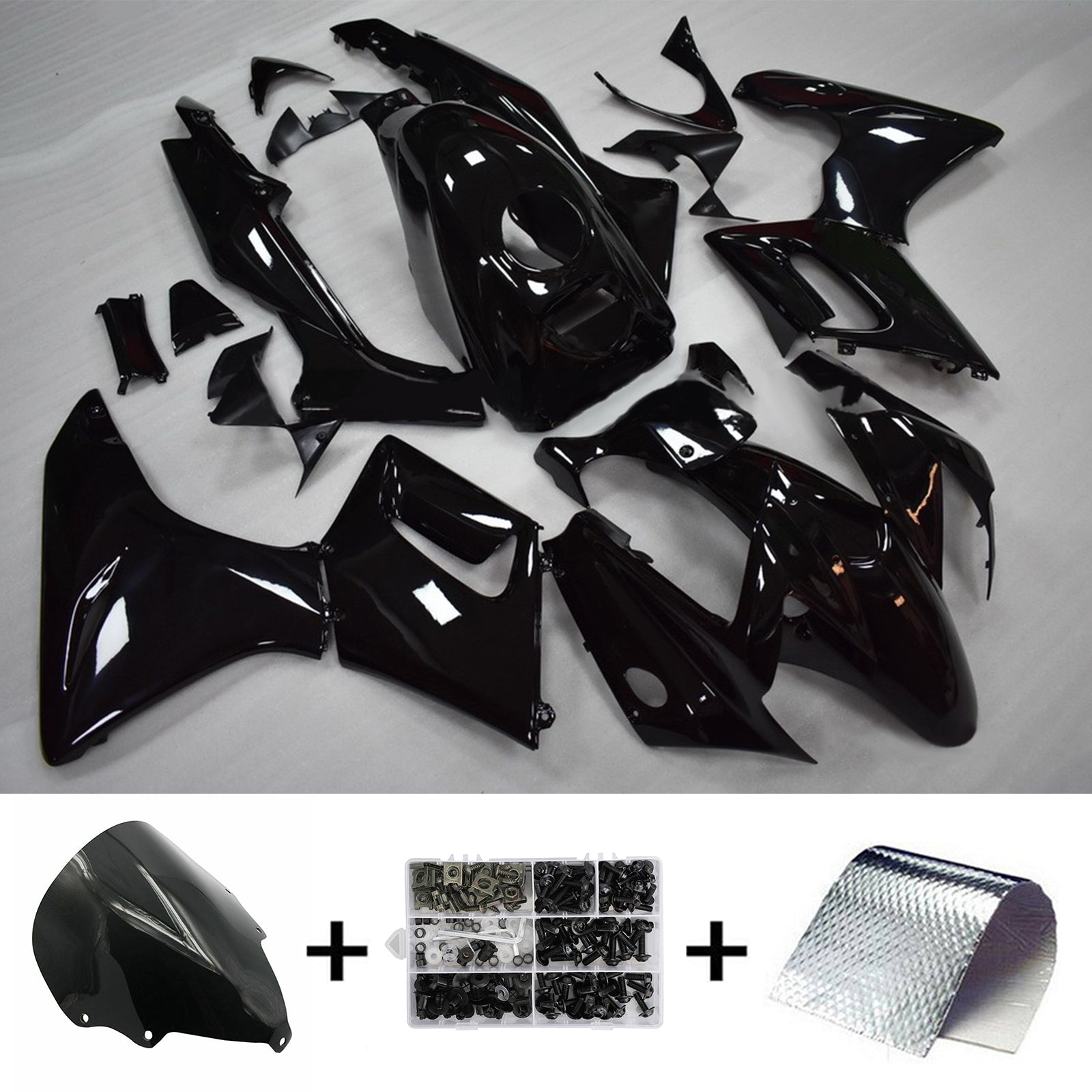 Amotopart 2002–2006 Honda CBR125R glänzend schwarzes Verkleidungsset