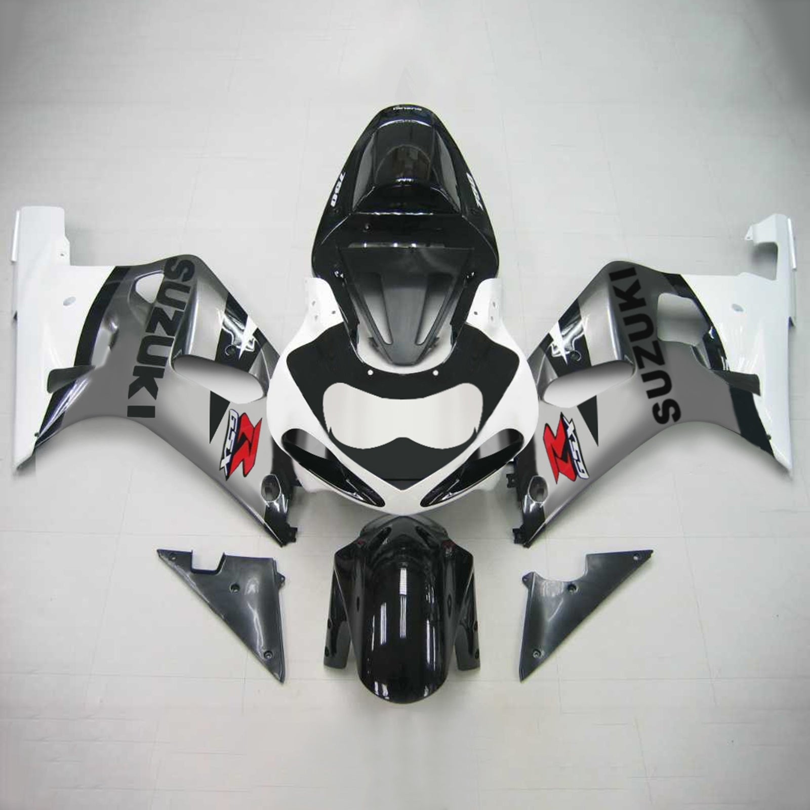 Amotopart Suzuki 01-03 GSXR600 & 00-03 GSXR750 Fairing White Grey Kit