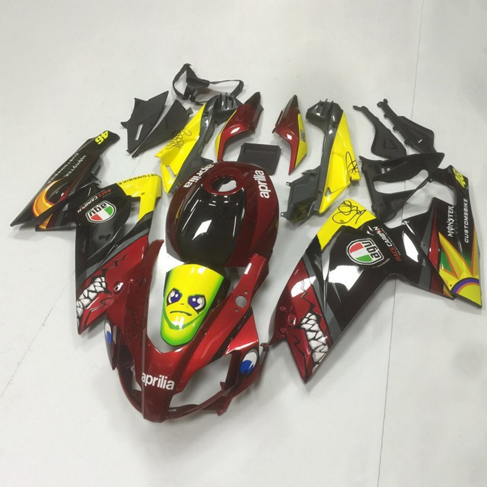 Amotopart Aprilia 2006-2011 RS125 Red&Yellow Monster Sharkteeth Fairing Kit