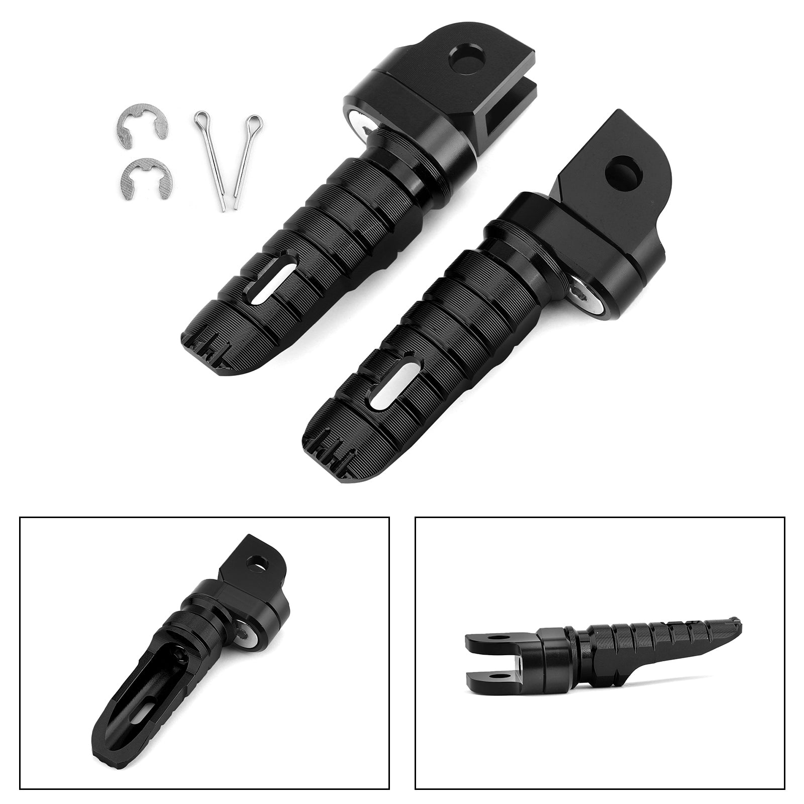 Front Footrests Foot Peg Fit For Honda VTR250 09-13 VFR800F MSX125 GROM125 14-19 CBR1000RR 04-19 CB900F 02-07 Black