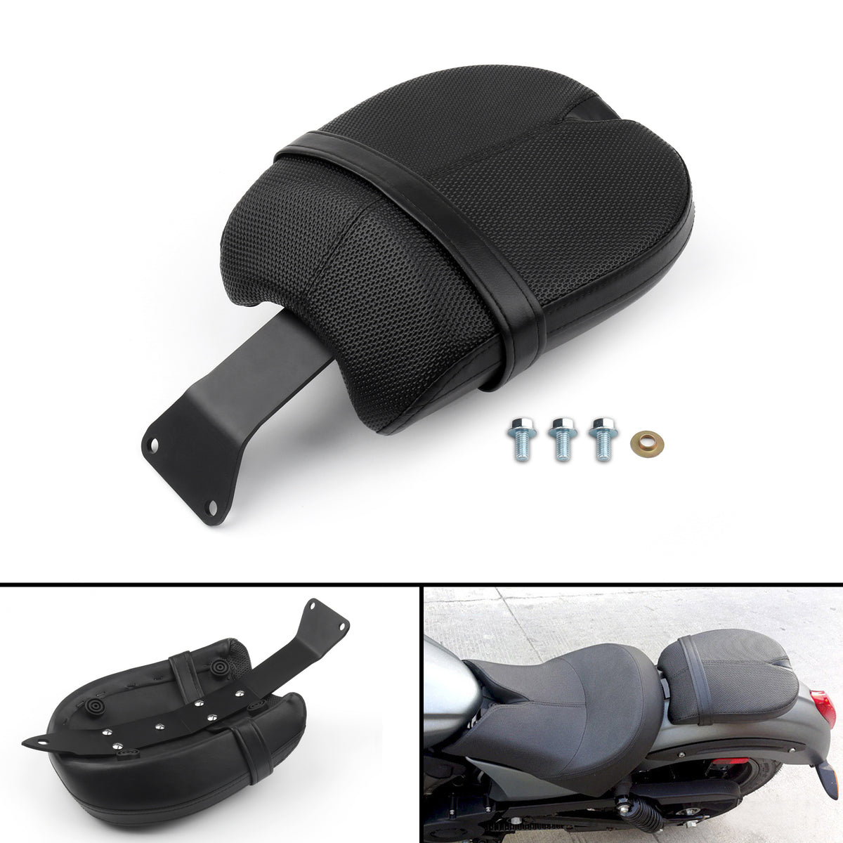 Black Leather Rear Passenger Pillion Pad Seat fits Victory Octane 17 Models Generic