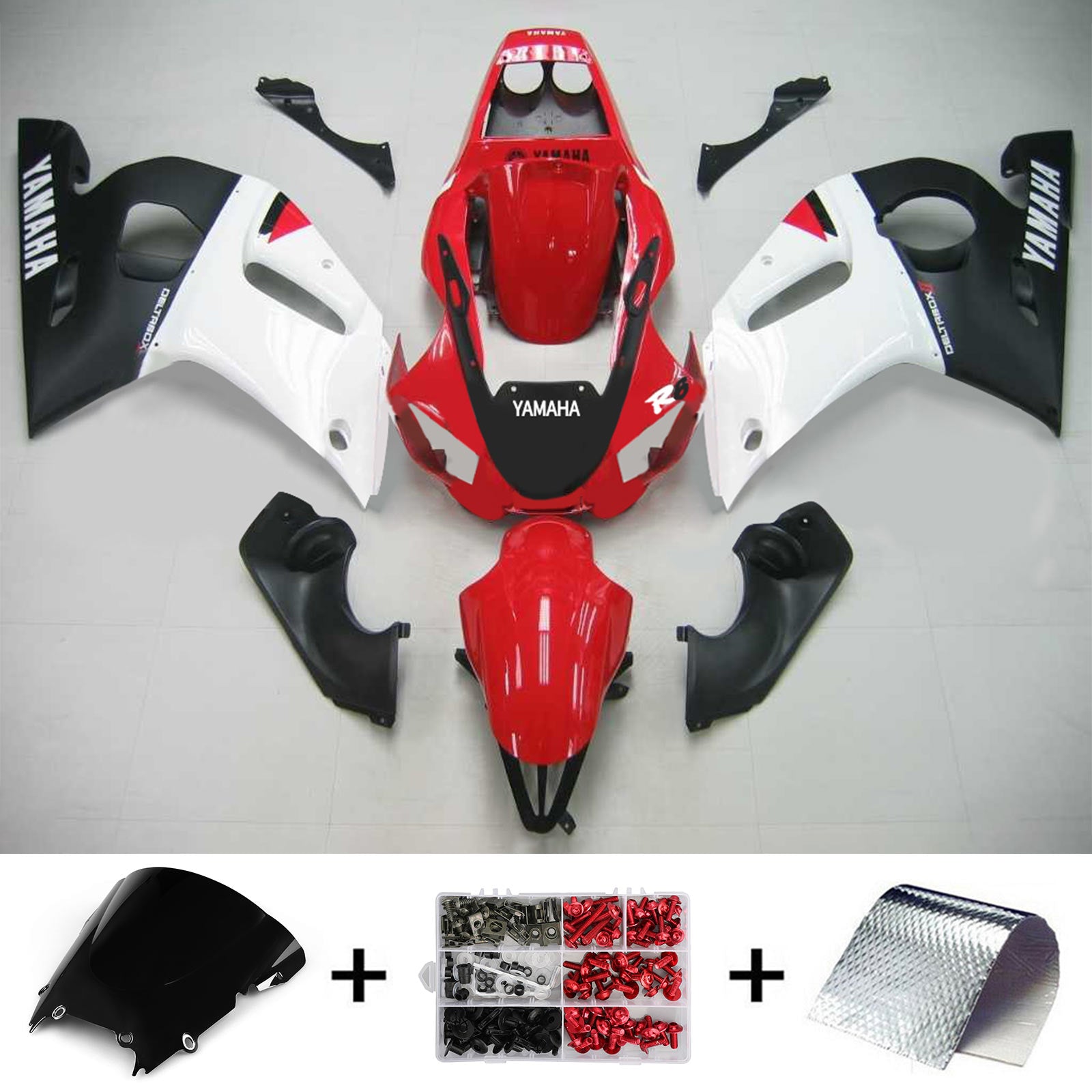 Amotopart Yamaha 1998-2002 YZF 600 R6 Červená bílá černá kapotáž