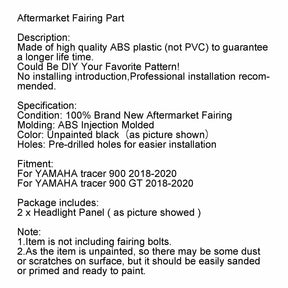 Unlackierte Abdeckung Scheinwerferverkleidung für Yamaha Tracer 900/GT 2018–2020