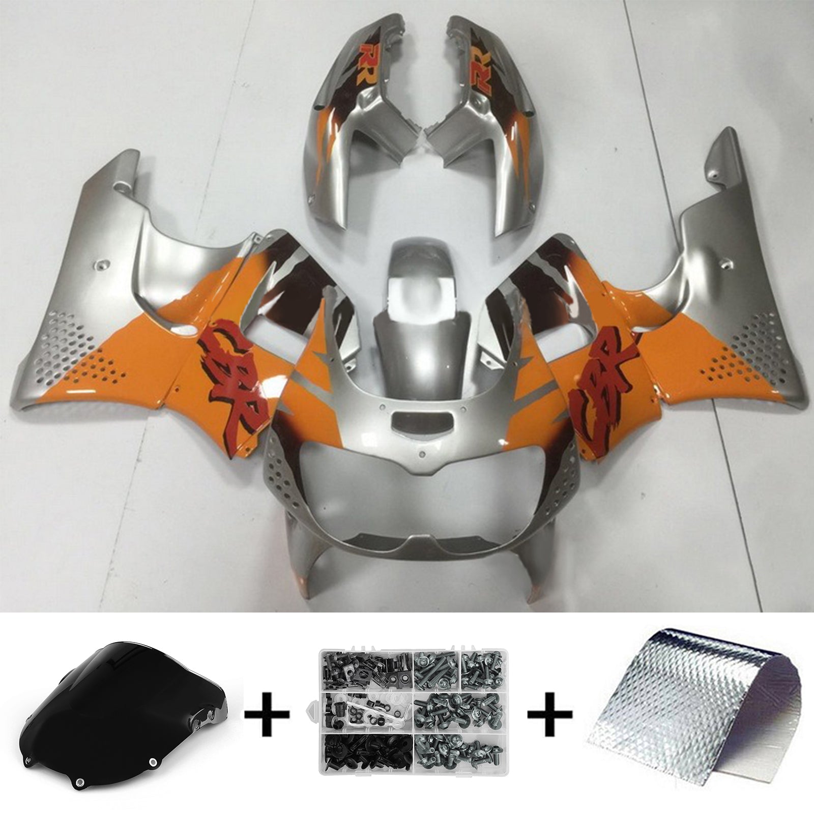 Amotopart 1994-1995 Honda CBR900RR 893 Kit de carénage orange et argent