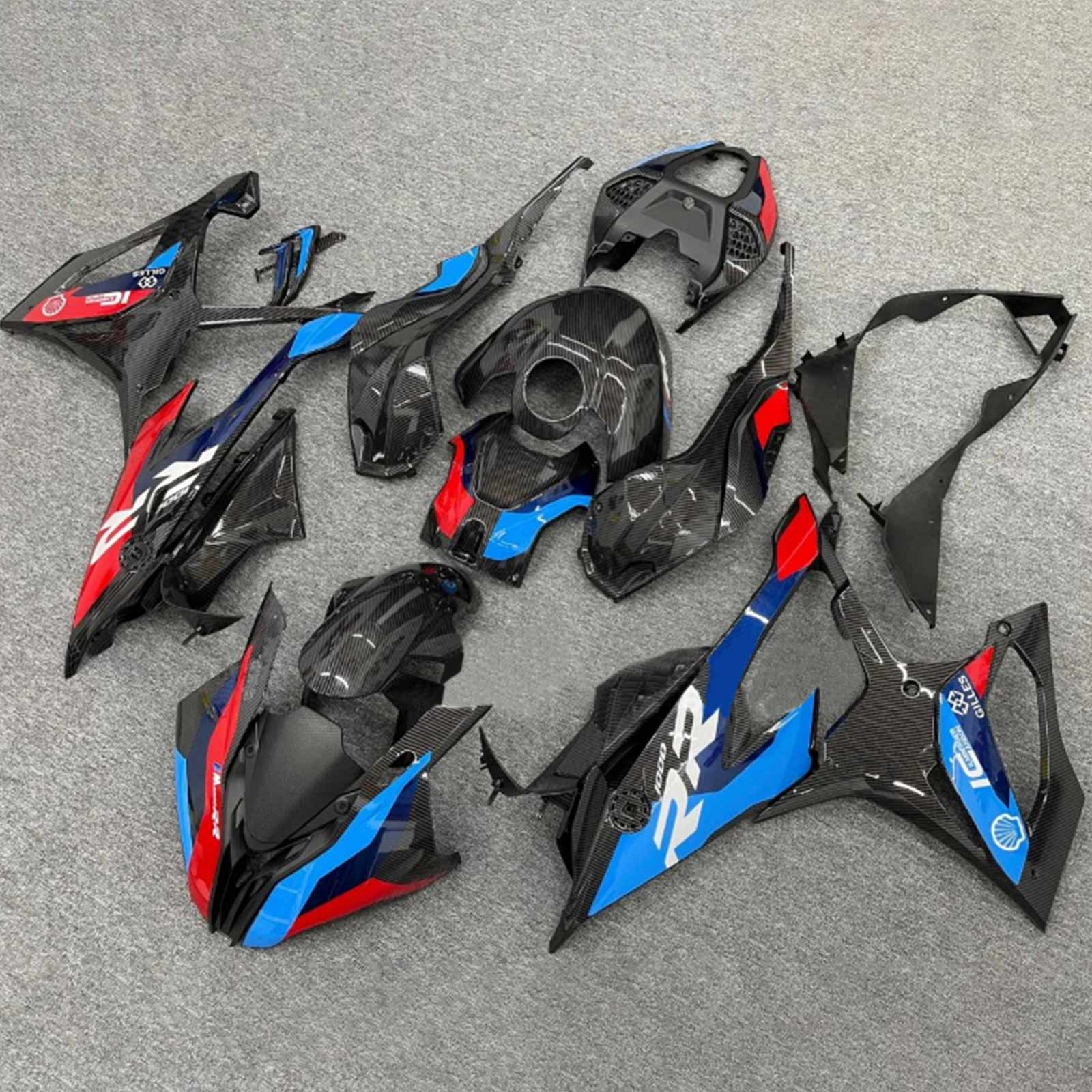 Amotopart BMW 2019–2022 S1000RR/M1000RR Schwarz Blau Rot Verkleidungsset