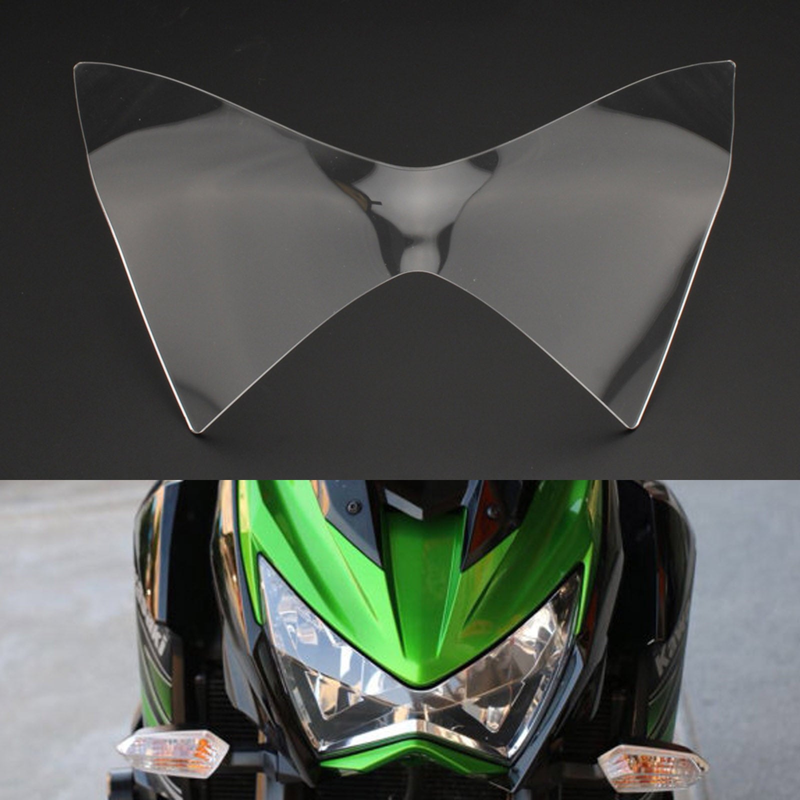 Front Headlight Lens Protection Cover Fit For Kawasaki Z250 Z300 Z800 13-16 Smoke Generic