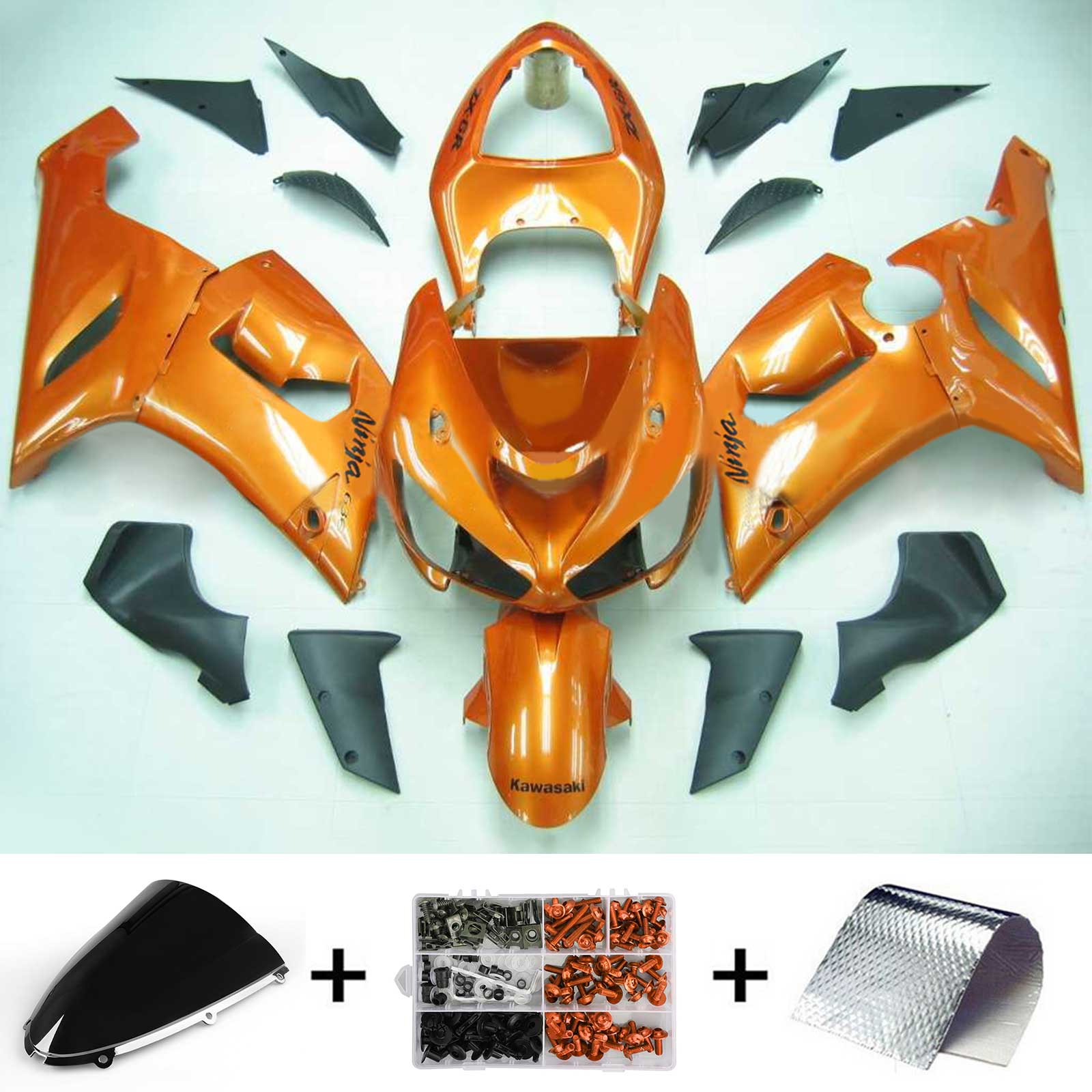 Amotopart Kawasaki 2005-2006 ZX6R 636 Orange Fairing Kit
