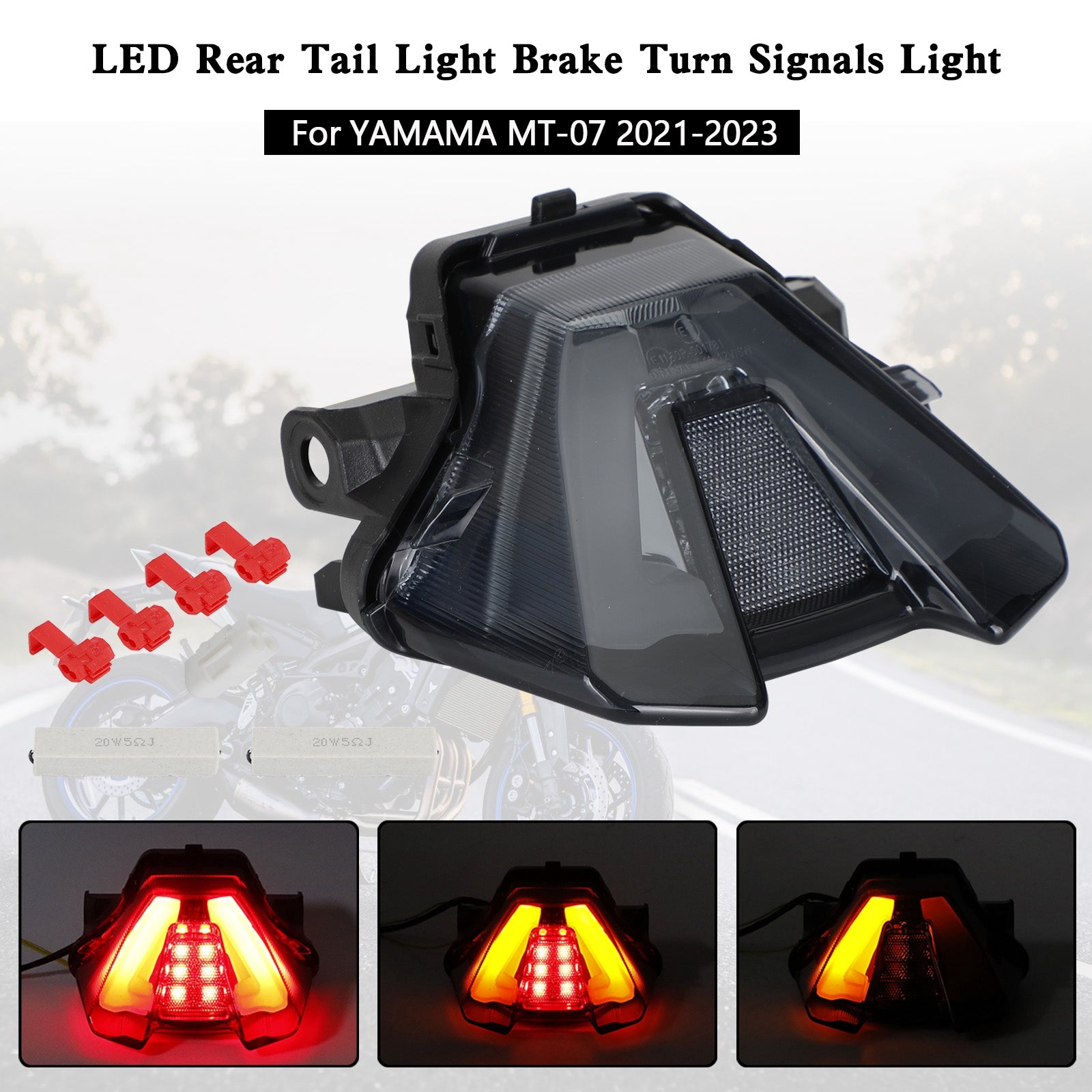 LED Rear Tail Light Brake Turn Signals For Yamaha MT-07 MT07 2021-2023